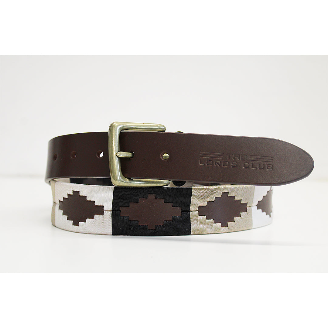 Polo Belt - Black/White/Taupe