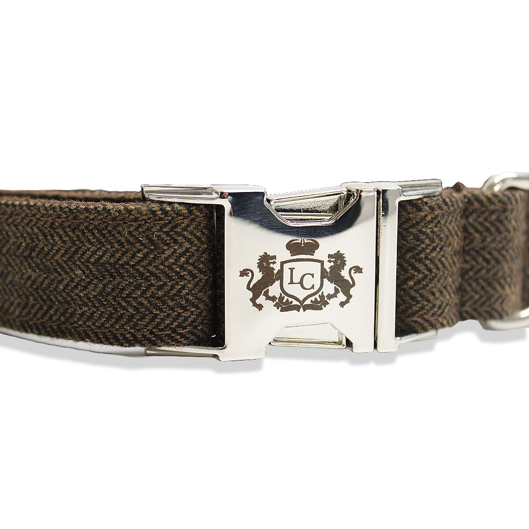 Lords Herringbone Dog Collar - Brown