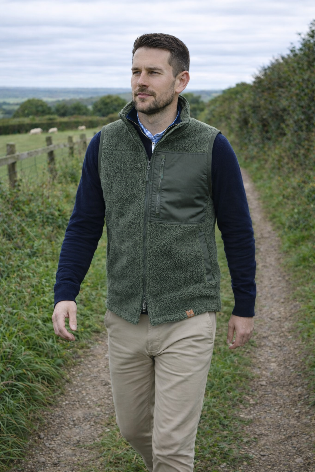 Sherpa Gilet - Olive Green